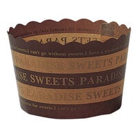 Welcome Home Brands 2 5/16" x 2" Brown Striped "Sweets Paradise" Scalloped Baking Cup - 500/Case
