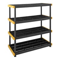 Tough Shelf 48" x 20" x 55 1/4" Black / Yellow Plastic Grid Top 4-Shelf System