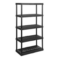 Tough Shelf 36" x 18" x 72" Black Plastic Grid Top 5-Shelf System