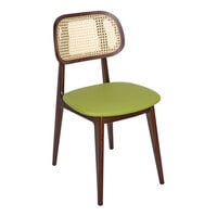 BFM Seating Emma Dark Walnut Side Chair with Cane Back and Vinyl Seat