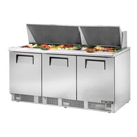 True TFP-72-30M 72 1/8" 3 Door Mega Top Refrigerated Sandwich Prep Table