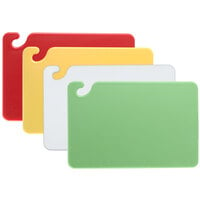 San Jamar CB1218QS Cut-N-Carry® 18" x 12" x 1/2" 4-Piece Color-Coded Cutting Board with Hook System