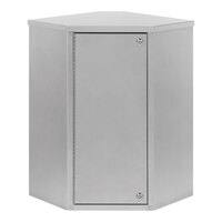 Omnimed 22 13/16" x 15 5/8" x 24" Stainless Steel Wall-Mount 4-Shelf Corner Narcotics Cabinet with 2 Key Locks 181765
