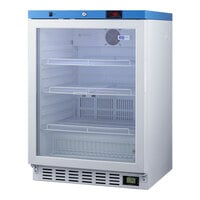 Summit Appliance ACR52GNSF456 EQTemp ACR Series 3.88 Cu. Ft. White / Blue Built-In Undercounter Glass Door Reach-In Medical Refrigerator with Temperature-Monitored Vaccine Storage - 115V