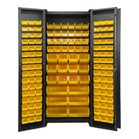 Valley Craft 14 Gauge 36" x 24" x 78" Steel Storage Cabinet with 138 Yellow Bins and 4" Deep Doors F89102