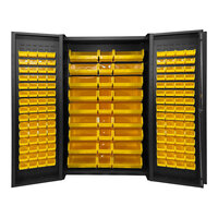 Valley Craft 14 Gauge 48" x 24" x 78" Steel Storage Cabinet with 147 Yellow Bins and 4" Deep Doors F89097