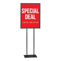 United Visual Products 22" x 28" Black Steel Pedestal Poster Stand with Flat Base