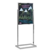 United Visual Products 24" x 36" Black Double-Sided Open Faced Pedestal Dry Erase Board with Aluminum Frame