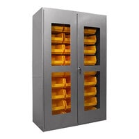 Valley Craft 14 Gauge 36" x 24" x 78" Steel Clear-View Storage Cabinet with 18 Yellow Bins F89079