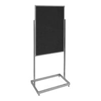 United Visual Products 24" x 36" Black Double-Sided Open Faced Pedestal Easy Tack Board with Aluminum Frame