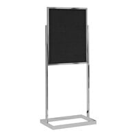 United Visual Products 22" x 28" Black Double-Sided Open Faced Pedestal Easy Tack Board with Aluminum Frame