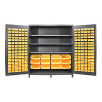 Valley Craft 14 Gauge 72" x 24" x 84" 3-Shelf Steel Storage Cabinet with 204 Yellow Bins F85869A6