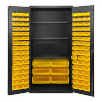 Valley Craft 14 Gauge 36" x 24" x 78" 3-Shelf Steel Storage Cabinet with 102 Yellow Bins F89123