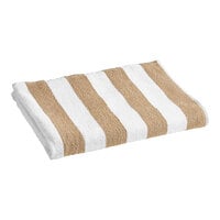 Oxford Playa Cabana 30" x 60" Tan Stripes Cotton / Polyester Pool Towel 10.5 lb.