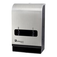 Hospeco Evogen EVNT4 Series EVNT4-SB Mini Black / Stainless Steel Surface-Mounted No-Touch No Coin Sanitary Napkin / Tampon Dispenser