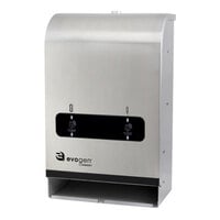 Hospeco Evogen EVNT4 Series EVNT4-SS Mini Stainless Steel Surface-Mounted No-Touch No Coin Sanitary Napkin / Tampon Dispenser
