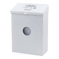 Hospeco Scensibles CDWM White Metal Surface-Mounted Dual Access Sanitary Napkin Receptacle and Disposal Bag Dispenser