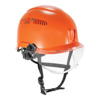 Ergodyne Skullerz 8975V Orange Type 1 Class C Safety Helmet with Clear Visor Kit, Adjustable Venting, and 6-Point Ratchet Suspension 60221