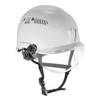 Ergodyne Skullerz 8975V White Type 1 Class C Safety Helmet with Clear Visor Kit, Adjustable Venting, and 6-Point Ratchet Suspension 60219