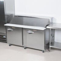 Traulsen UPT6024-RR-SB 60 inch 2 Right Hinged Door Stainless Steel Back Refrigerated Sandwich Prep Table