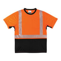 Ergodyne GloWear 8283BK Type R Class 2 Hi-Vis Orange Light Weight Performance Short Sleeve Shirt with Reflective Tape and Black Front Panel
