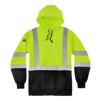 Ergodyne GloWear 8373 Type R Class 3 Hi-Vis Lime Green Hooded Sweatshirt with Reflective Tape and Black Front Panel 21889 - 5X
