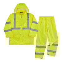 Ergodyne GloWear 8376K Type R Class 3 Hi-Vis Lime Green Light Weight Rainsuit 25434 - Large