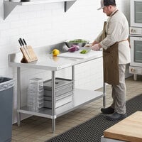 NSF KPS Commercial Stainless Steel Work Prep Table 30 x 36 with Crossbar Open Base and 4 Backsplash 