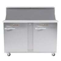 Traulsen UPT488-RR-SB 48 inch 2 Right Hinged Door Stainless Steel Back Refrigerated Sandwich Prep Table