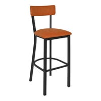 BFM Seating Bristol Black Powder-Coated Steel Barstool with Customizable Back and Seat