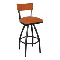 BFM Seating Bristol Black Powder-Coated Steel Swivel Barstool with Customizable Back and Seat