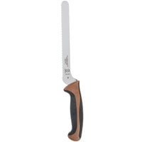 Mercer Culinary M22418BR Millennia Colors® 8 inch Offset Serrated Edge Bread / Sandwich Knife with Brown Handle