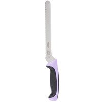 Mercer Culinary M22418PU Millennia Colors® 8 inch Offset Serrated Edge Bread / Sandwich Knife with Purple Handle