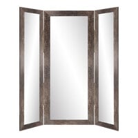BrandtWorks 64" x 71" Brown Classic Grain Trifold Dressing Mirror