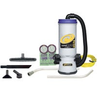 ProTeam 107104 10 Qt. Super CoachVac HEPA Backpack Vacuum Cleaner with 107097 Xover Performance Floor Tool Kit A - 120V