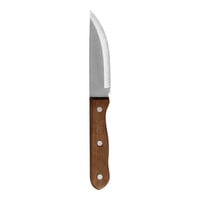 Varick from Steelite International 9 7/8" 18/0 Serrated Stainless Steel Steak Knife with Pineapple Wood Handle - 12/Case