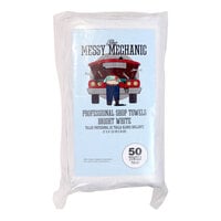 Monarch Brands Messy Mechanic 13" x 14" White 100% Cotton Shop Towel Bagged - 50/Pack