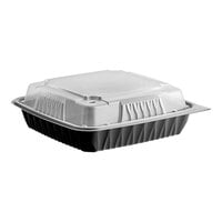 Ecopax 9" x 9" x 3" 1-Compartment Plastic Microwaveable Black Take-Out Container with Lid - 150/Case