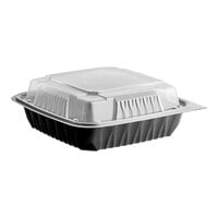 Ecopax 8" x 8" x 3" 1-Compartment Plastic Microwaveable Black Take-Out Container with Lid - 150/Case
