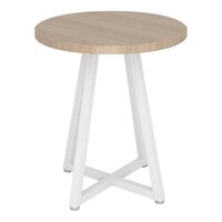 Econoco Aspect 18 1/2" x 21 3/8" Gloss White Metal Small Round Nesting Display Table with Raw Oak Woodgrain Melamine Top APRTSW