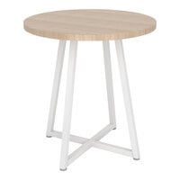 Econoco Aspect 23" x 24 3/8" Gloss White Metal Medium Round Nesting Display Table with Raw Oak Woodgrain Melamine Top APRTMW