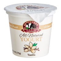 September Farm Vanilla Yogurt Cup 6 oz. - 24/Case