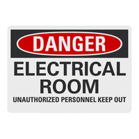 Lavex 7" x 5" Engineer-Grade Reflective Adhesive Vinyl "Danger / Electrical Room / Unauthorized Personnel Keep Out" Safety Label
