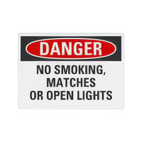 Lavex  Non-Reflective Plastic "Danger / No Smoking, Matches Or Open Lights" Safety Sign