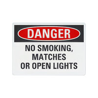 Lavex 10" x 7" Non-Reflective Aluminum "Danger / No Smoking, Matches Or Open Lights" Safety Sign