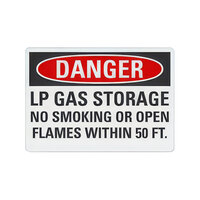 Lavex 14" x 10" Non-Reflective Adhesive Vinyl "Danger / LP Gas Storage / No Smoking Or Open Flames Within 50 Ft." Safety Label