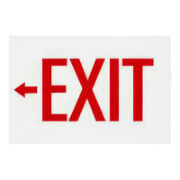 Lavex White Non-Reflective Adhesive Vinyl "Exit" Safety Label with Red Lettering and Left Arrow