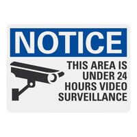 Lavex 14" x 10" Non-Reflective Aluminum "Notice / This Area is Under 24 Hours Video Surveillance" Sign