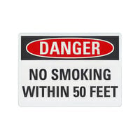 Lavex  Non-Reflective Adhesive Vinyl "Danger / No Smoking Within 50 Feet" Safety Label