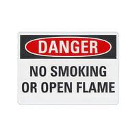 Lavex Aluminum "Danger / No Smoking Or Open Flame" Safety Sign